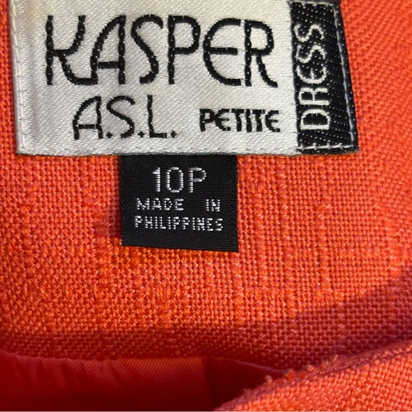 Kasper A.S.L Women's Vintage Orange Sheath Dress Size 10P - Picture 5 of 6